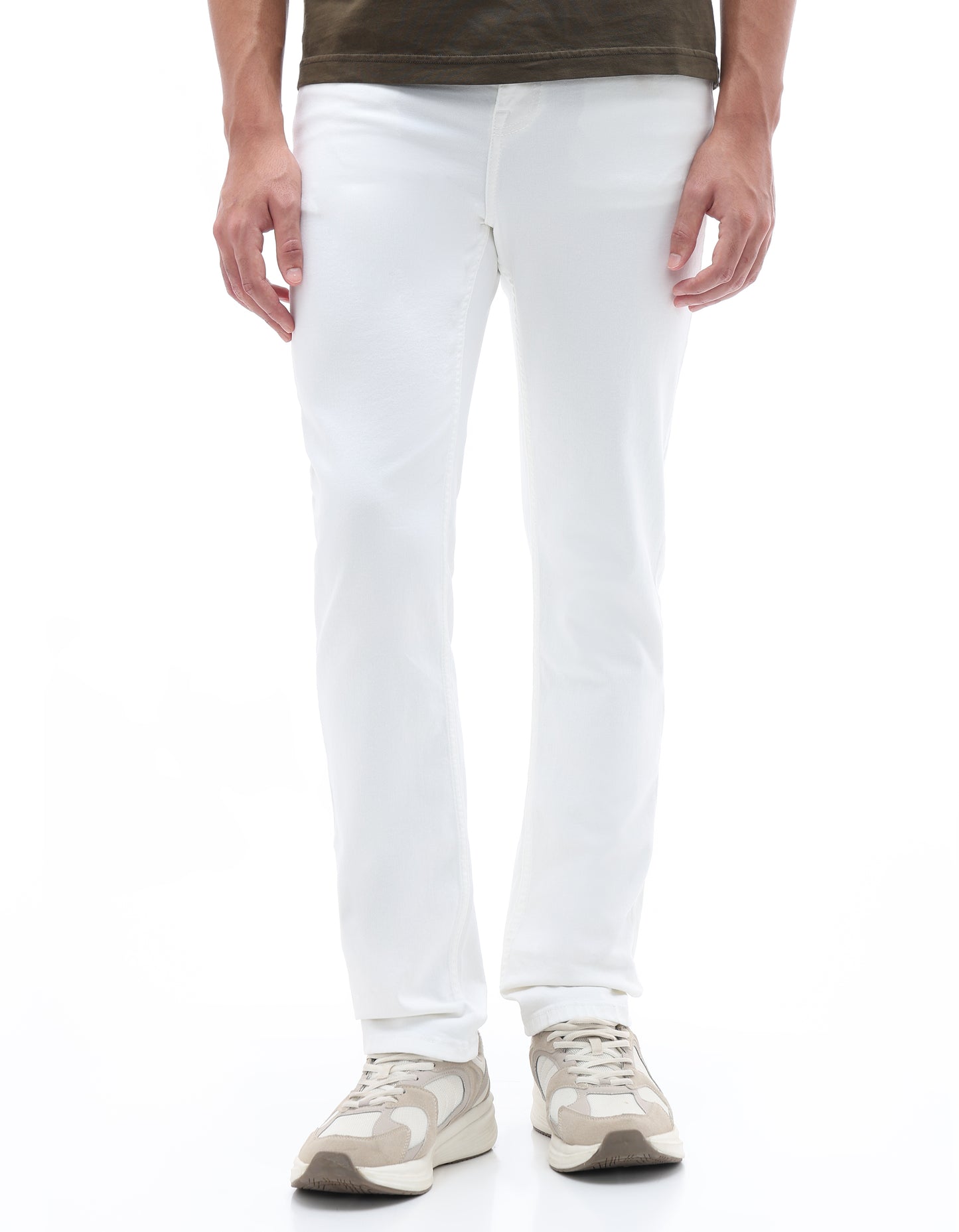 Celio Solid Loose Fit Cotton White Jeans