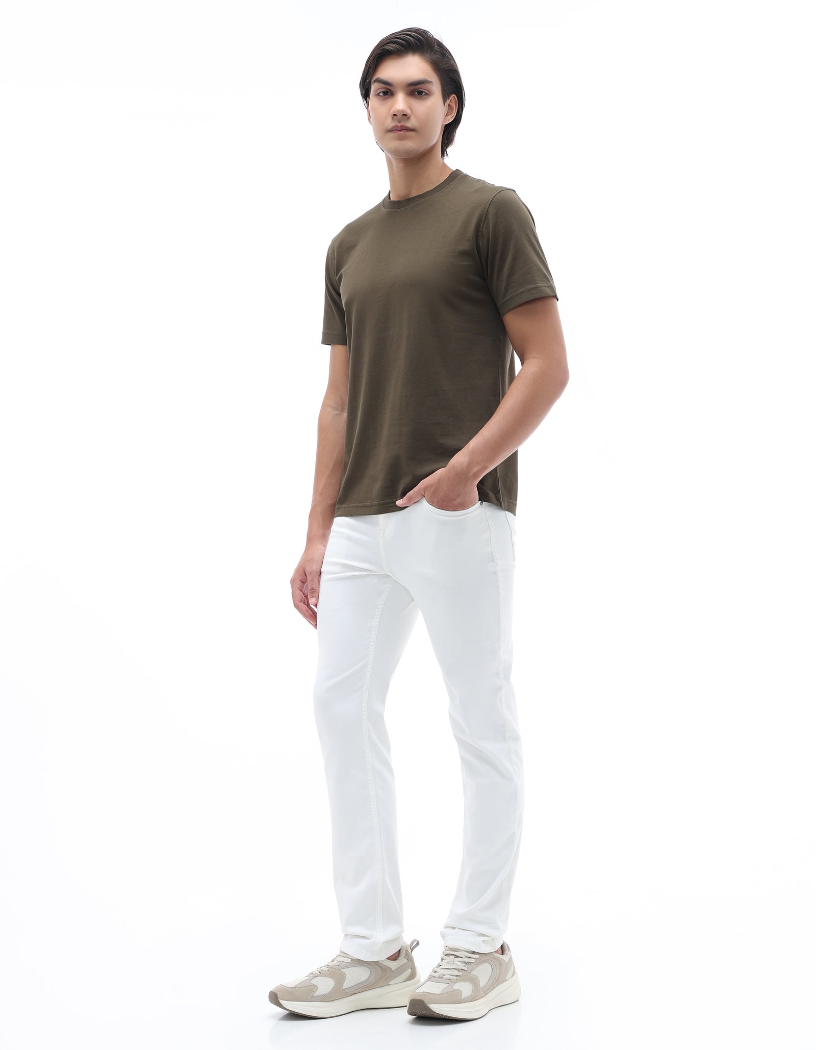 Celio Solid Loose Fit Cotton White Jeans