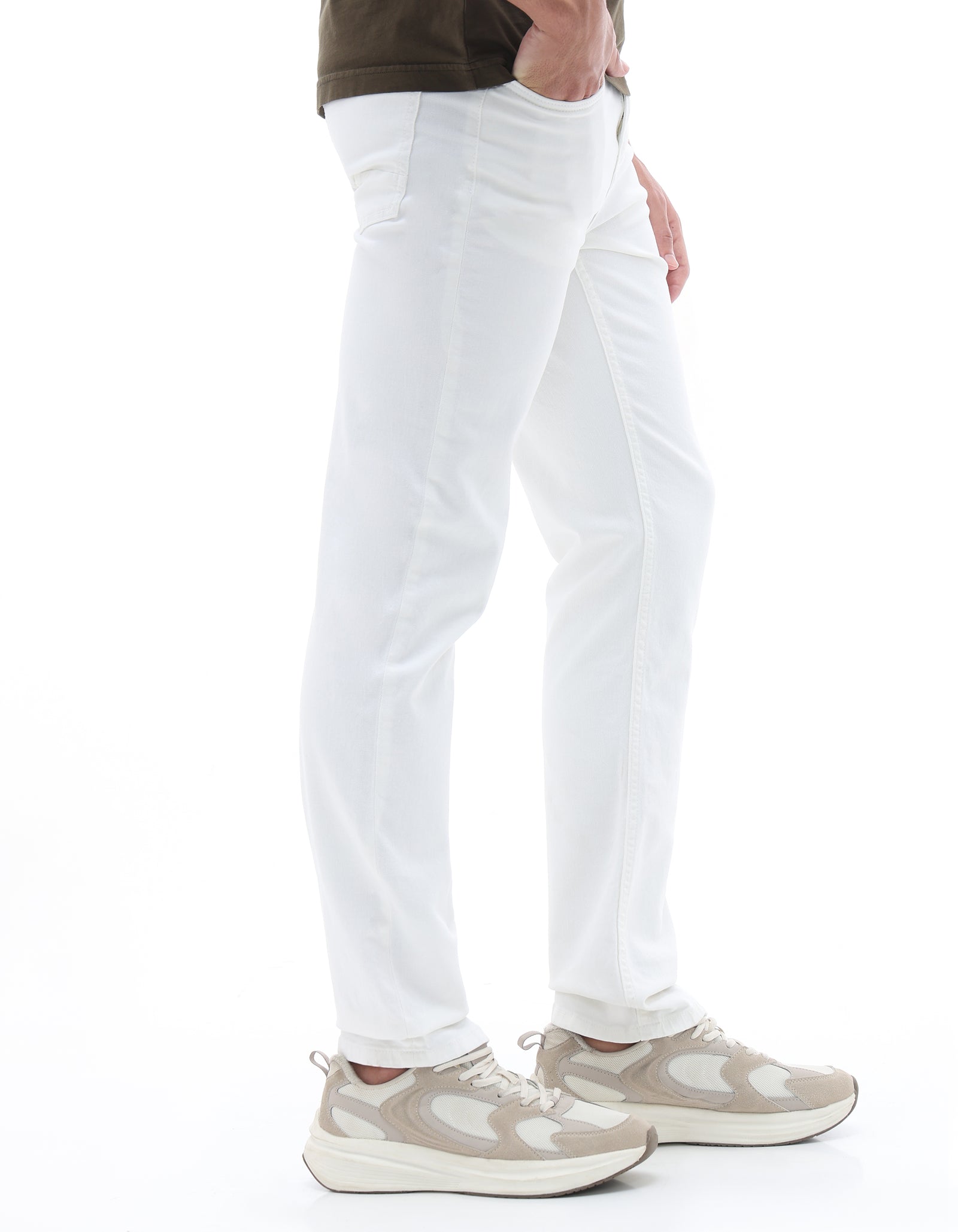 Celio Solid Loose Fit Cotton White Jeans