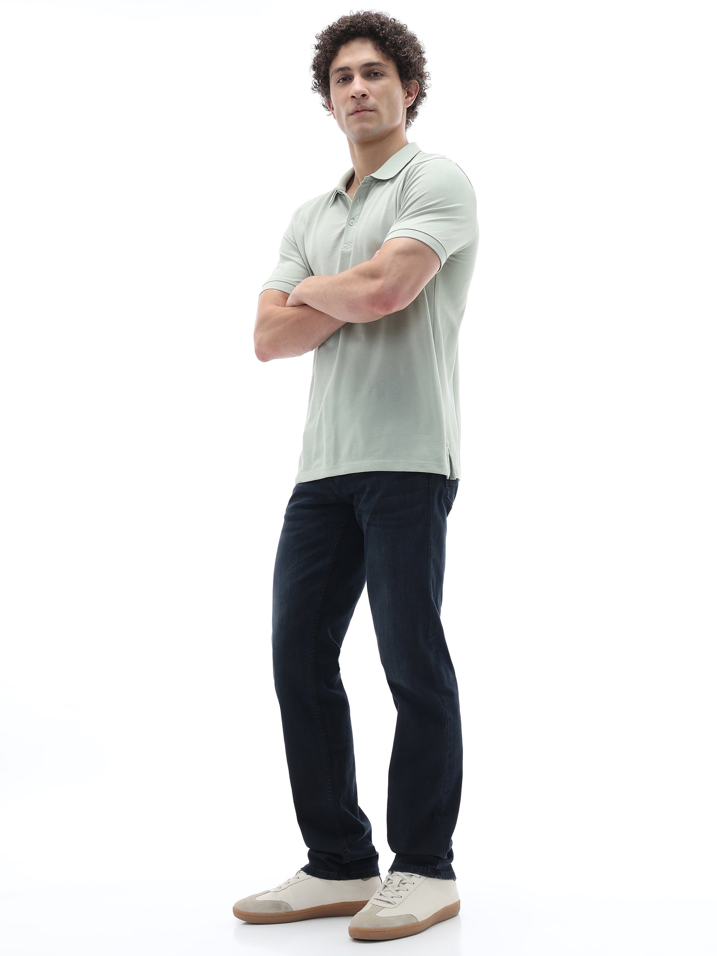 Celio Solid Straight Fit Cotton Poly Blend Blue Jeans