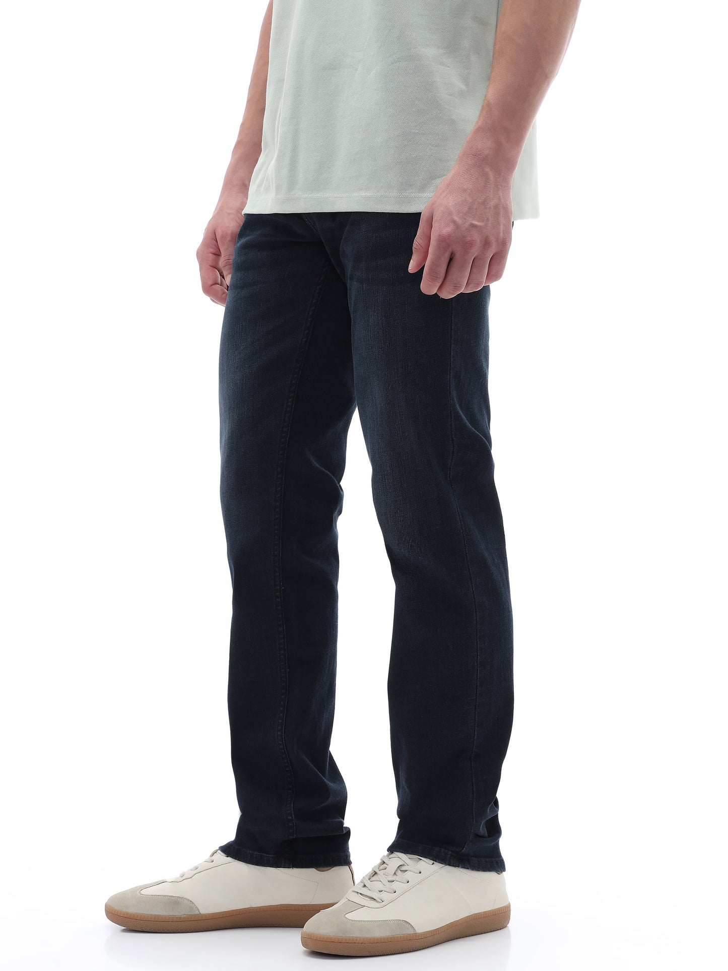 Celio Solid Straight Fit Cotton Poly Blend Blue Jeans