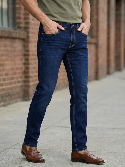 Celio Men Blue Solid Slim Fit Cotton Jeans