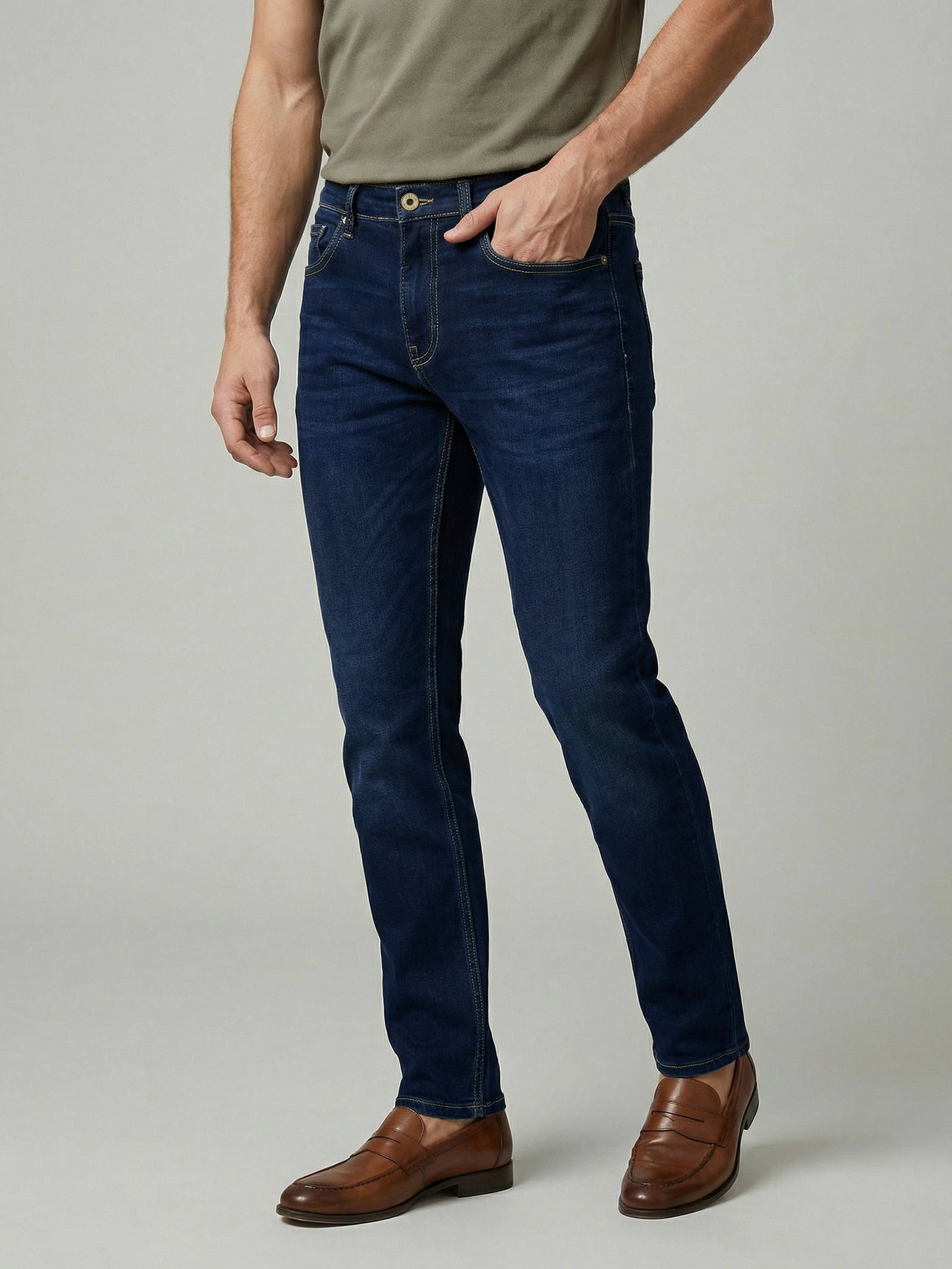 Celio Men Blue Solid Slim Fit Cotton Jeans