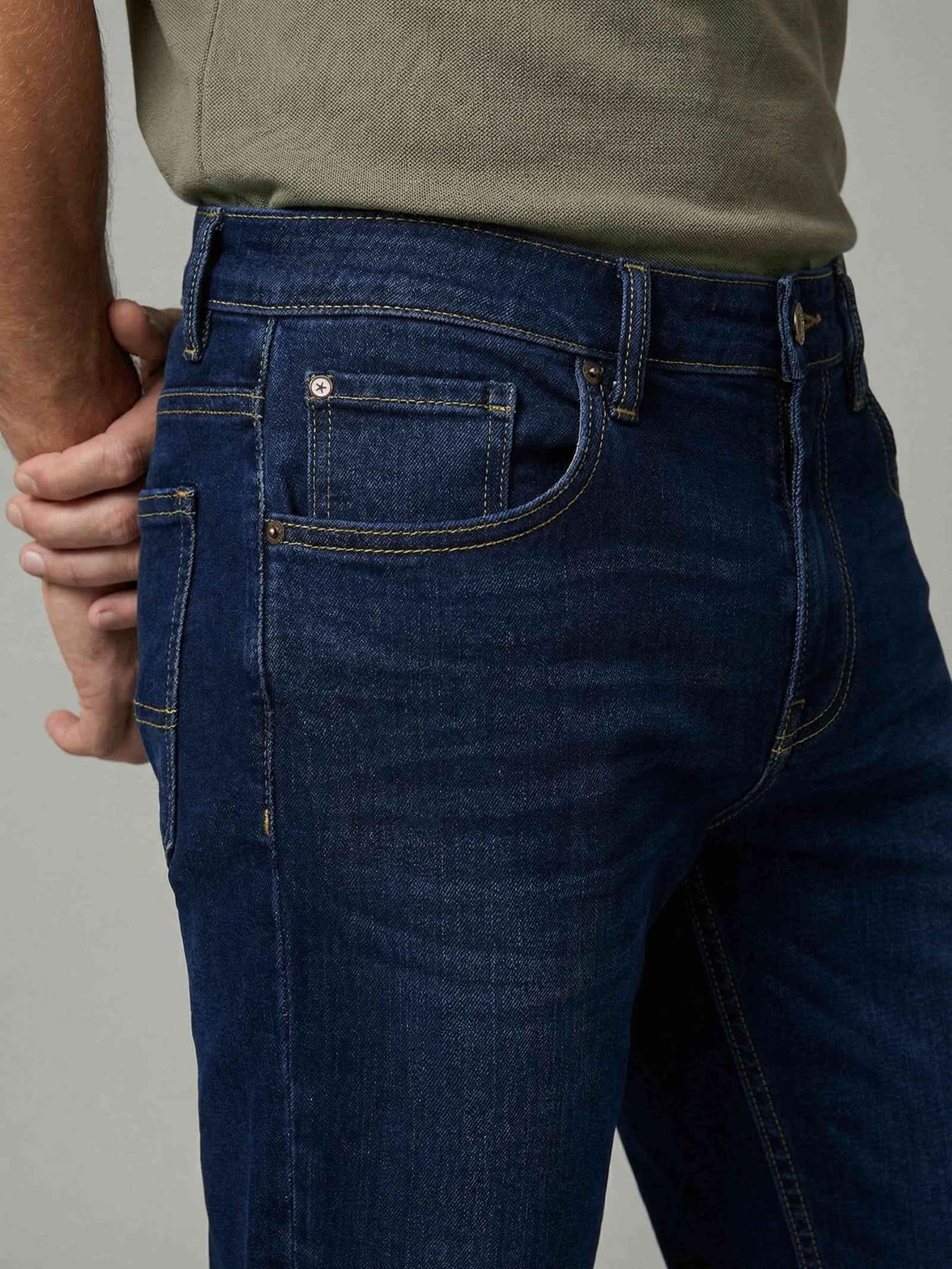 Celio Men Blue Solid Slim Fit Cotton Jeans
