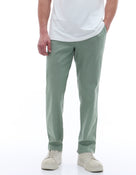Celio Solid Relaxed Fit Cotton Blend Green Trousers