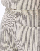 Celio Men Off White Striped Straight Fit Cotton Trousers