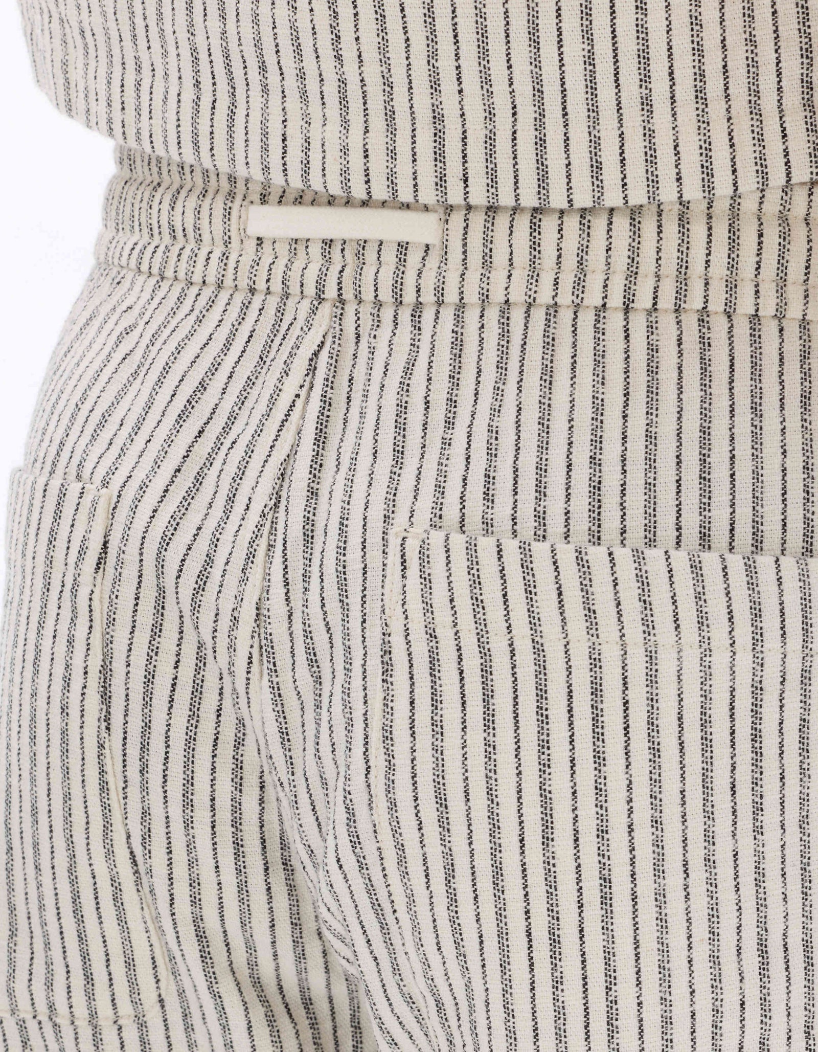 Celio Men Off White Striped Straight Fit Cotton Trousers