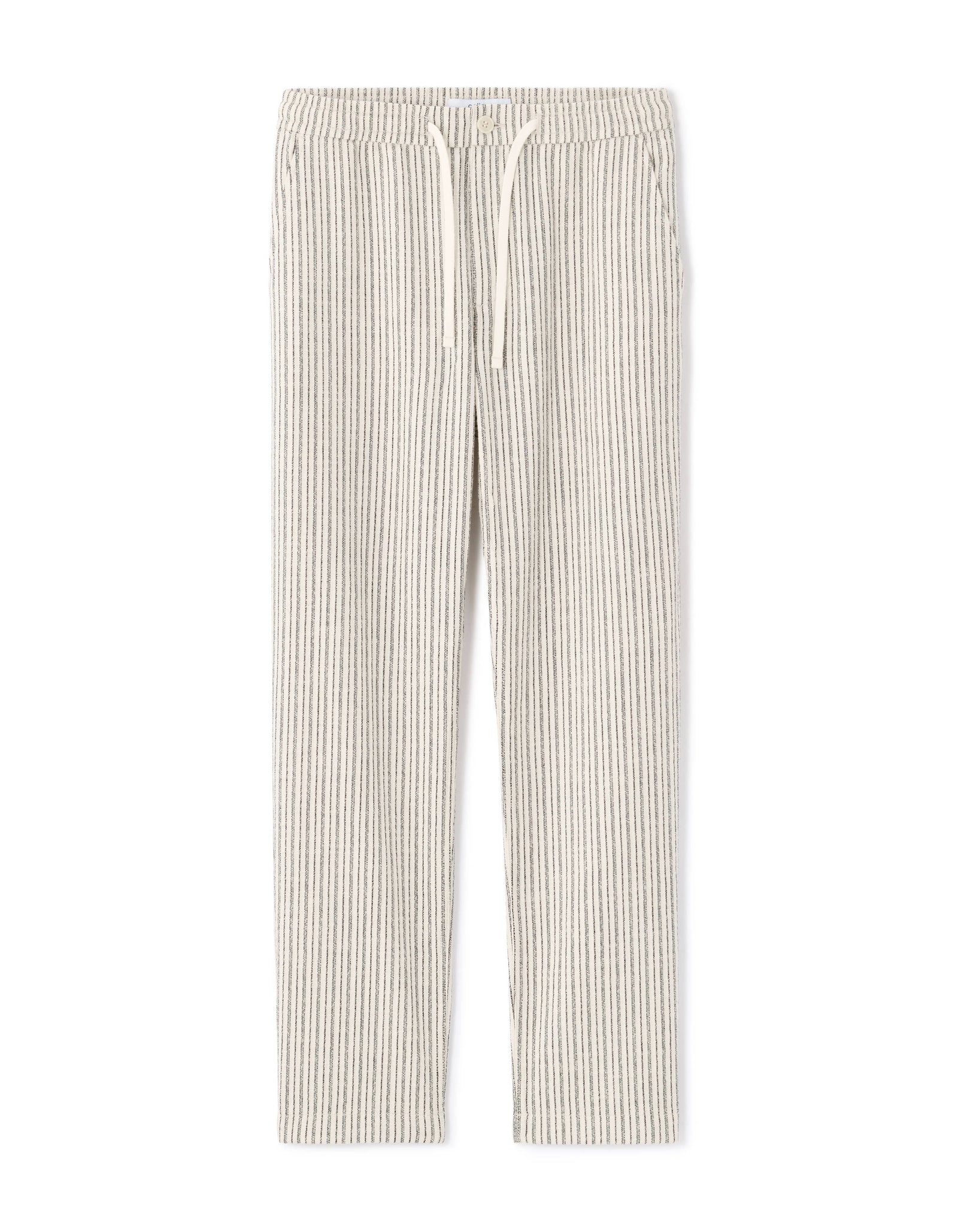 Celio Men Off White Striped Straight Fit Cotton Trousers