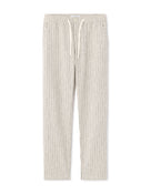 Celio Men Off White Striped Straight Fit Cotton Trousers