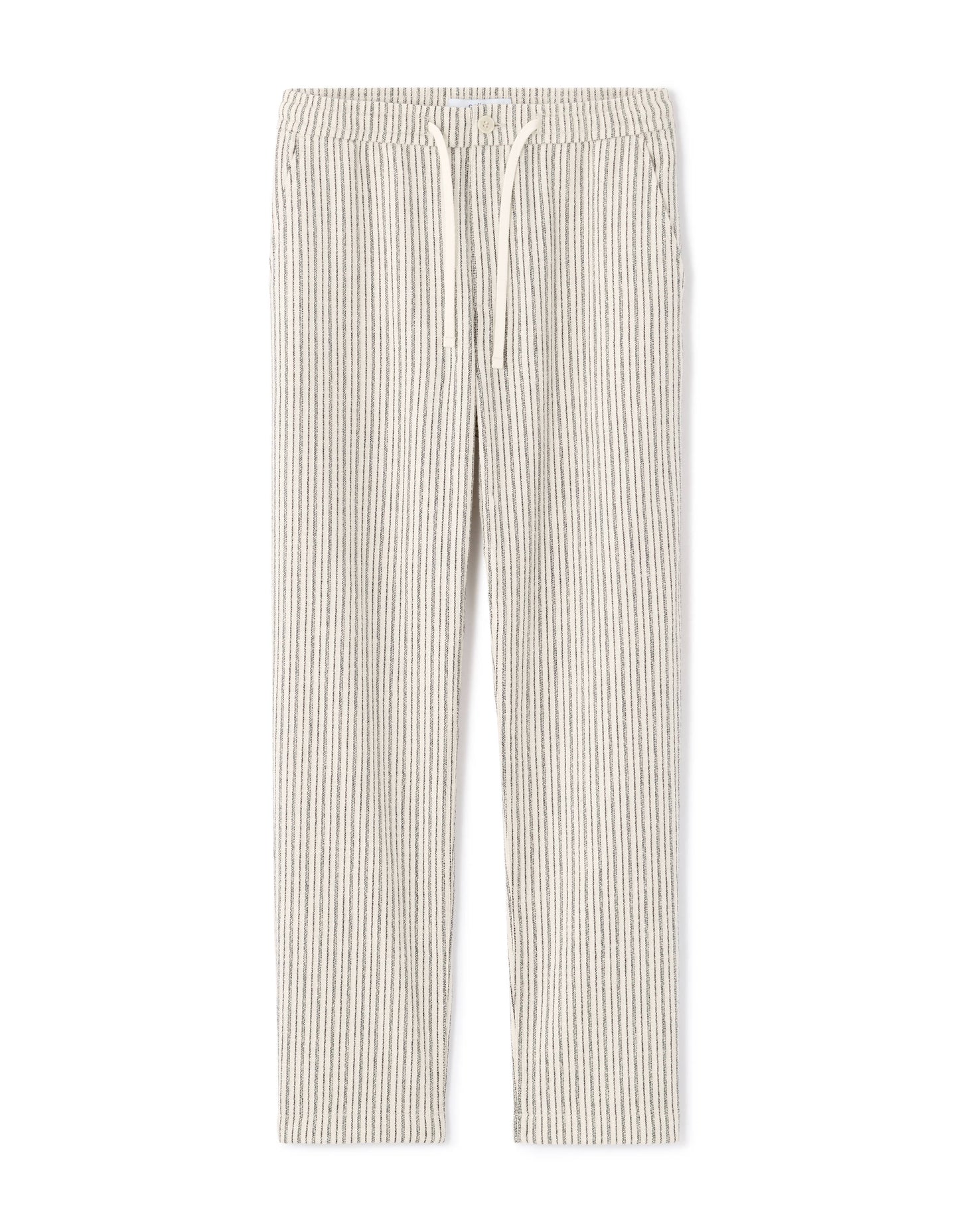 Celio Men Off White Striped Straight Fit Cotton Trousers