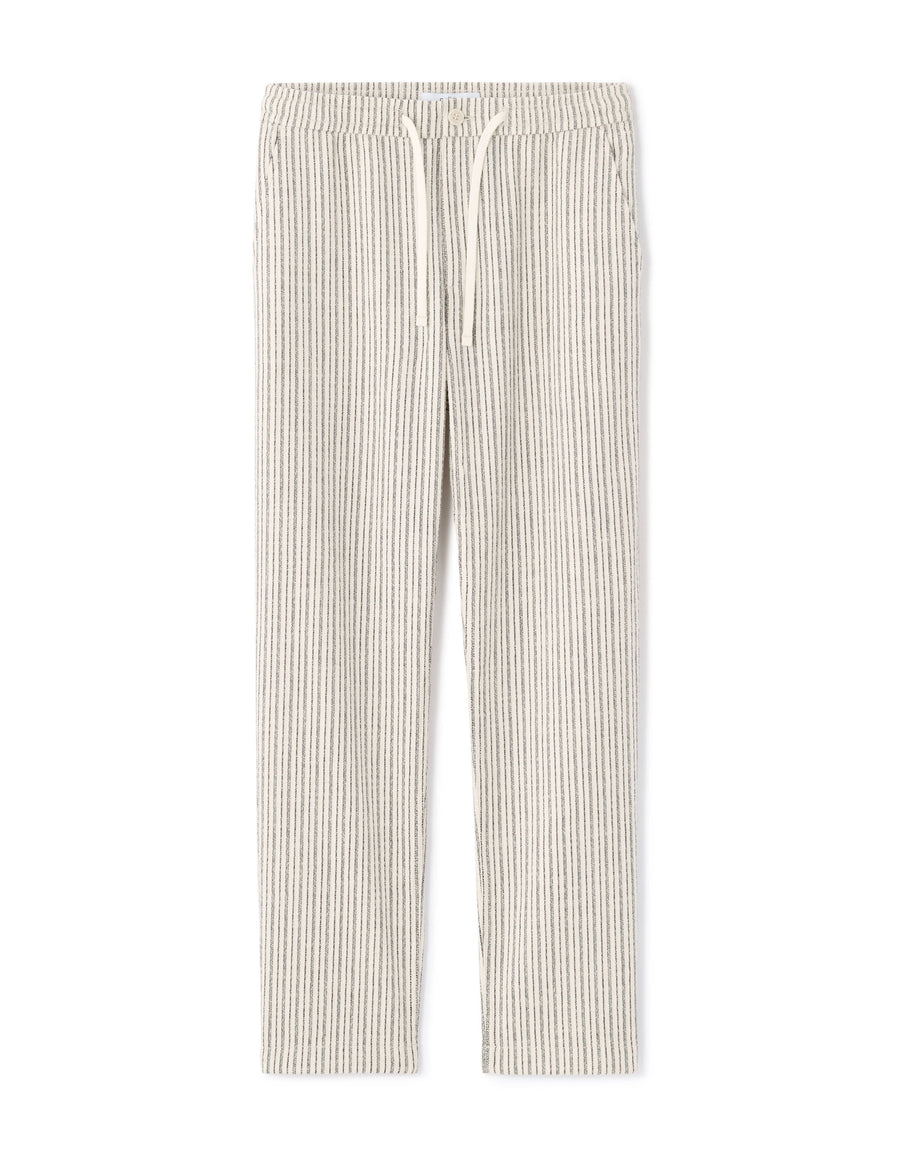 Celio Men Off White Striped Straight Fit Cotton Trousers