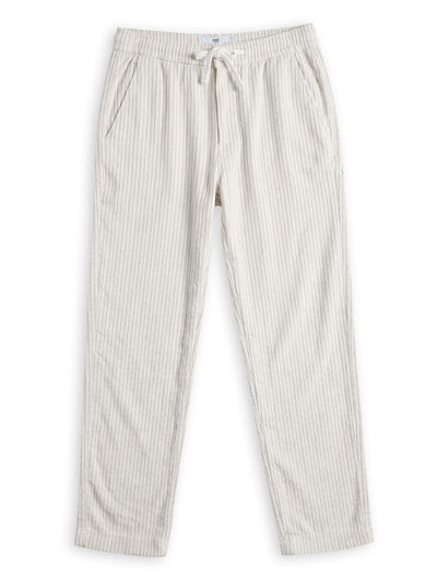 Celio Textured Straight Fit Cotton Poly Blend Off White Trousers