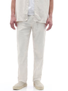 Celio Textured Straight Fit Cotton Poly Blend Off White Trousers