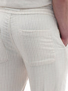 Celio Textured Straight Fit Cotton Poly Blend Off White Trousers