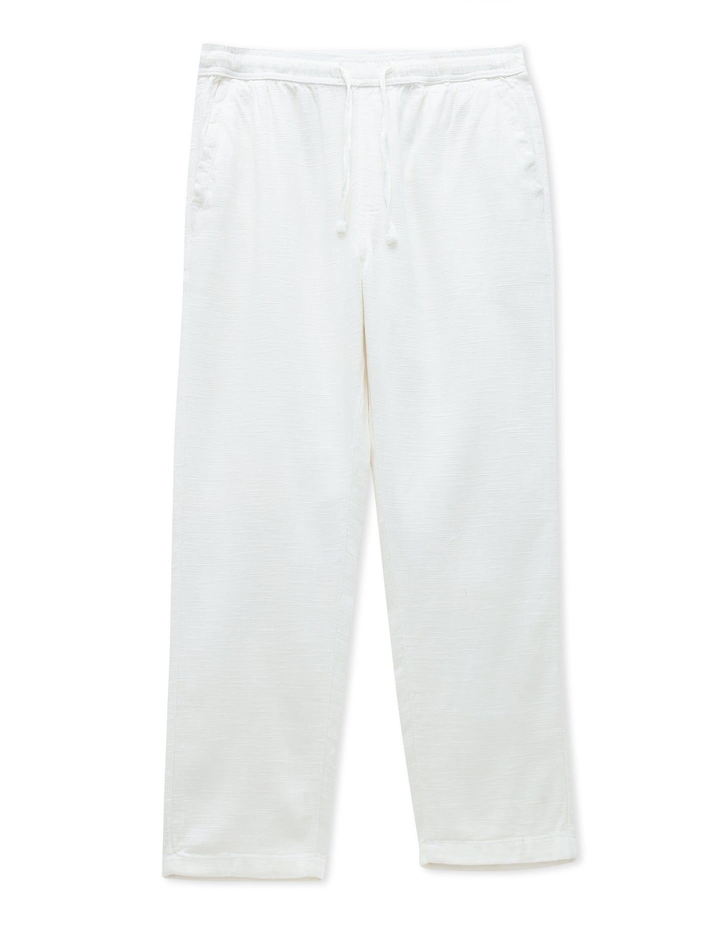 Celio Solid Relaxed Fit Cotton Off-White Trousers