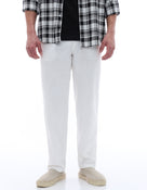 Relaxed Fit 100% Cotton Solid Joggers - Off White