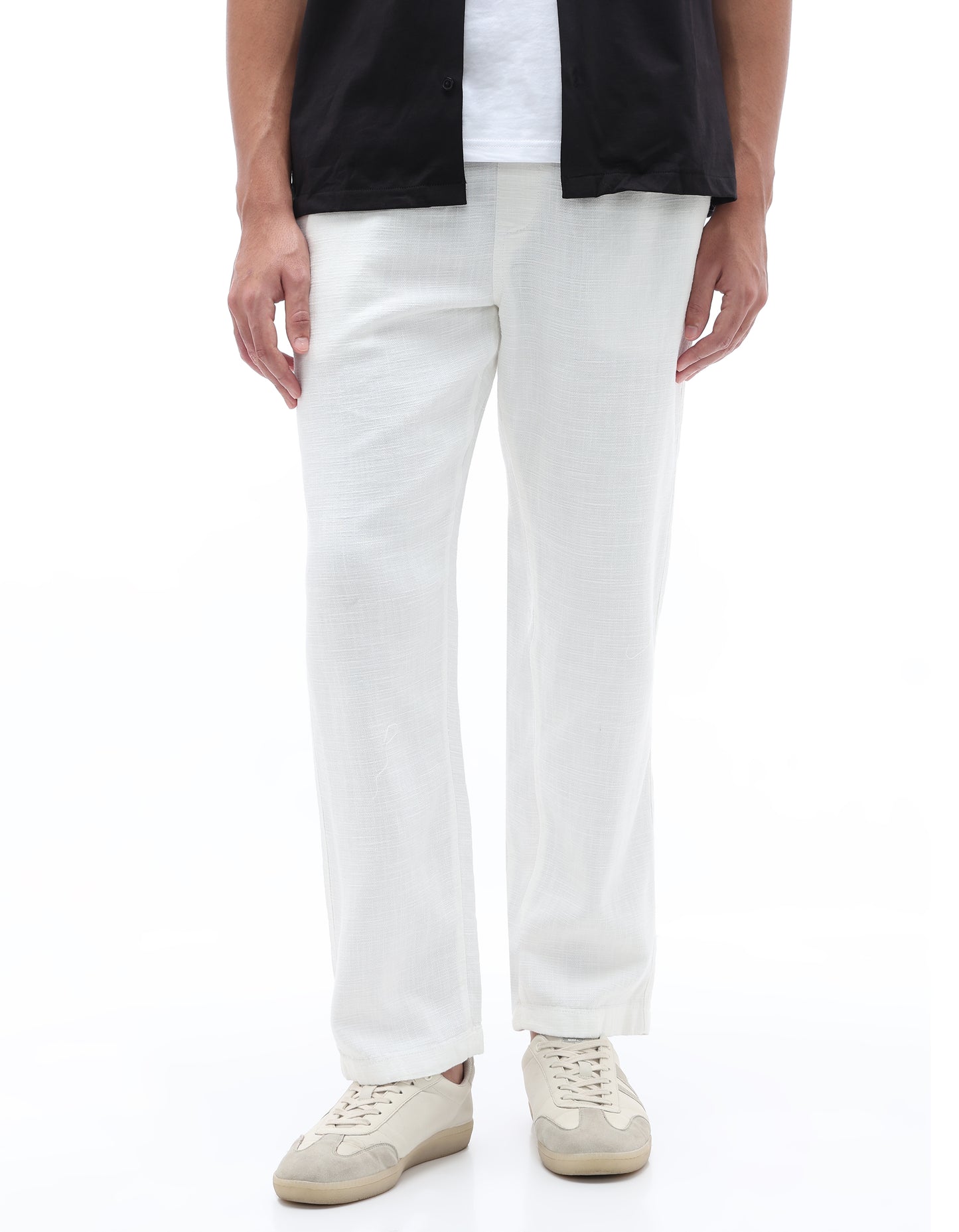 Relaxed Fit 100% Cotton Trousers - Off White