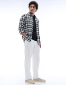 Relaxed Fit 100% Cotton Solid Joggers - Off White