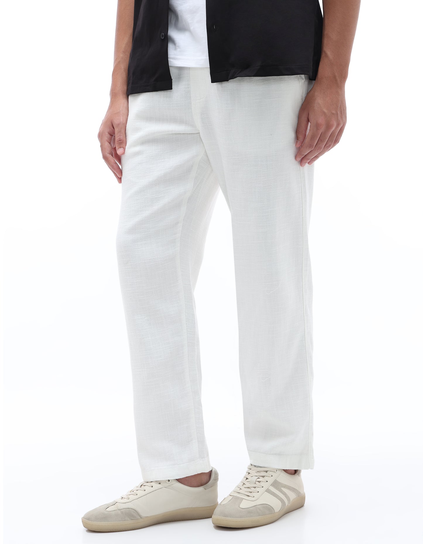 Relaxed Fit 100% Cotton Trousers - Off White