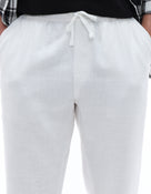 Relaxed Fit 100% Cotton Solid Joggers - Off White