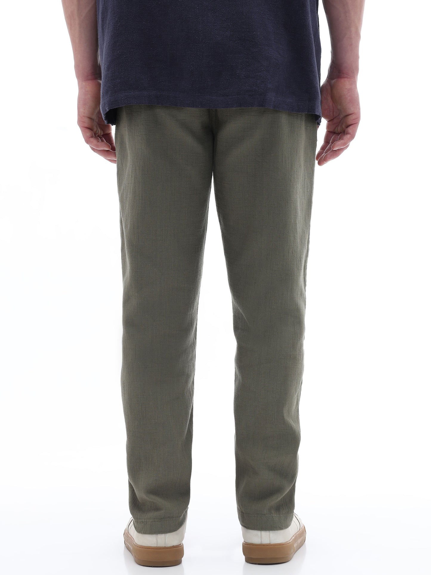 Celio Solid Relaxed Fit Cotton Green Trousers
