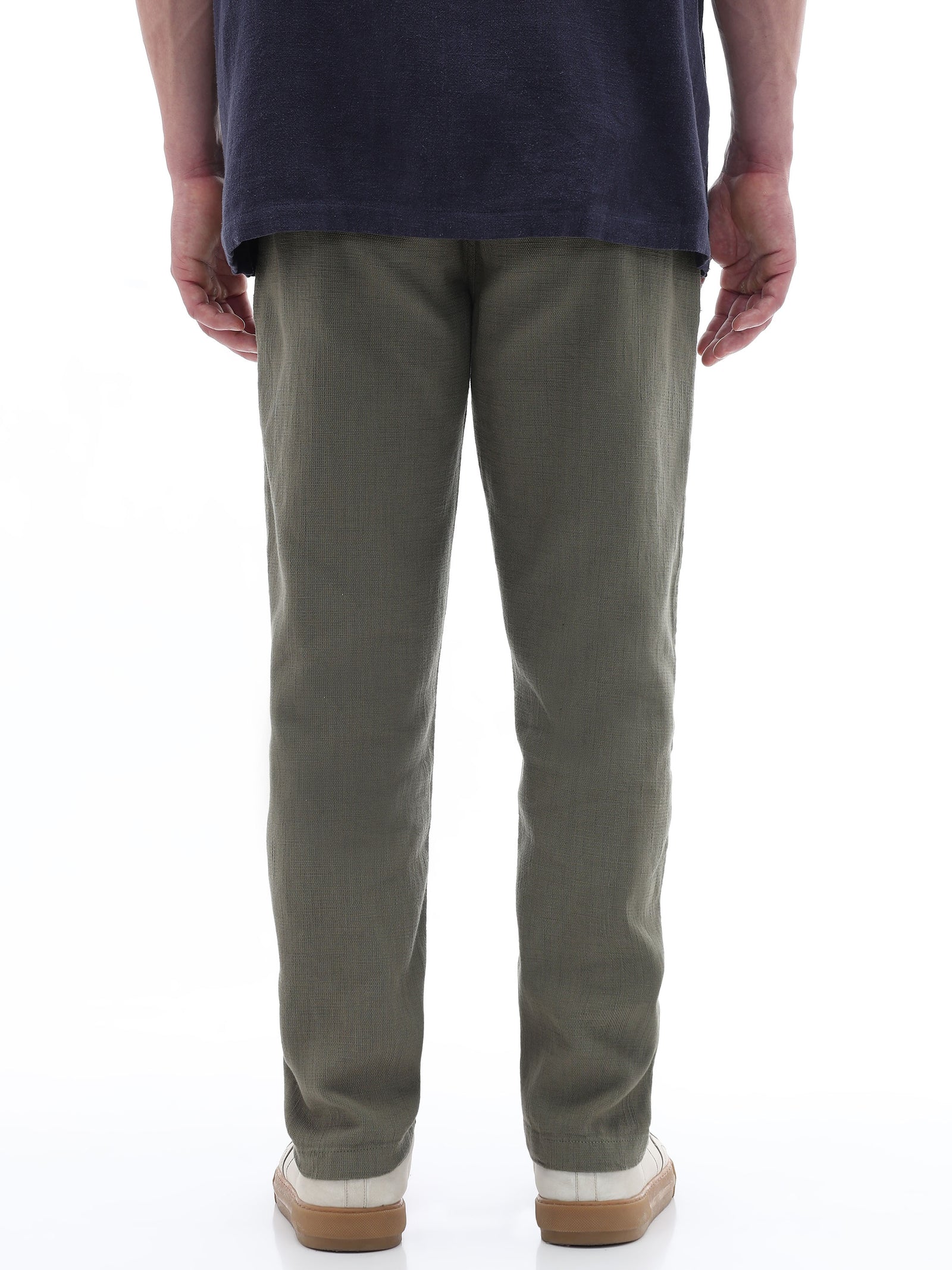 Celio Solid Relaxed Fit Cotton Green Trousers