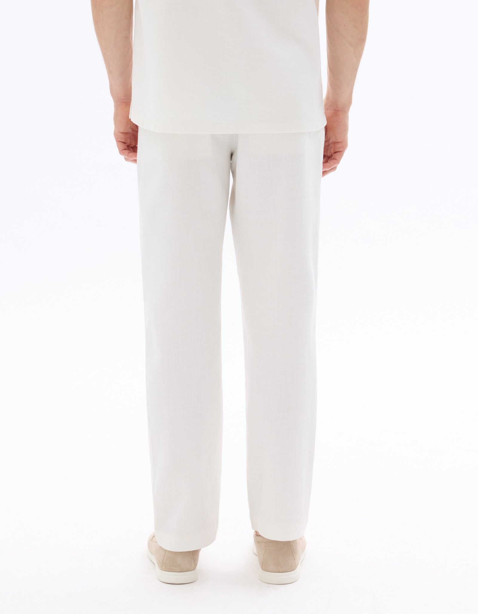 Celio Men White Solid Relaxed Fit Cotton Trousers