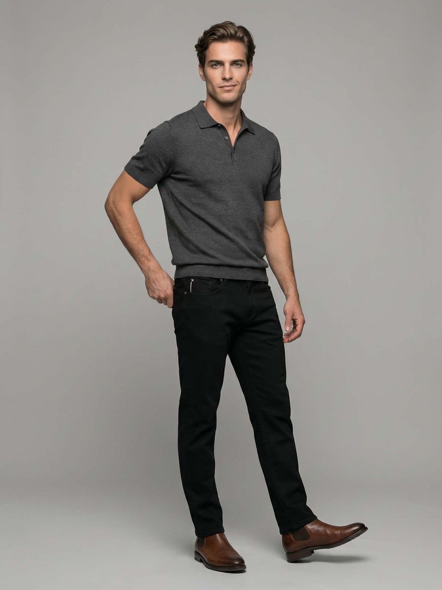 Celio* Men Straight Fit Solid Cotton Black Jeans