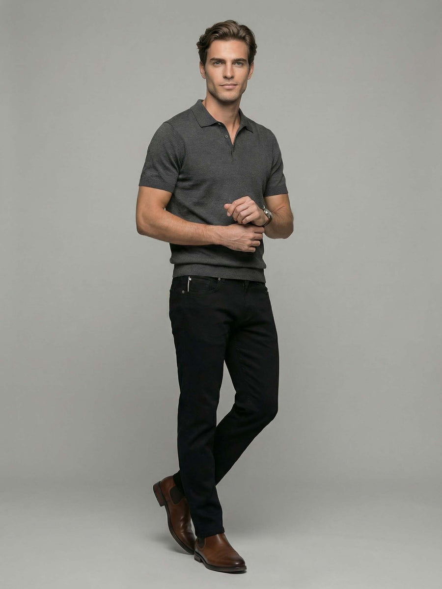 Celio* Men Straight Fit Solid Cotton Black Jeans