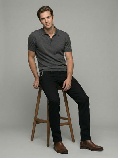 Celio* Men Black Solid Straight Fit Cotton Jeans