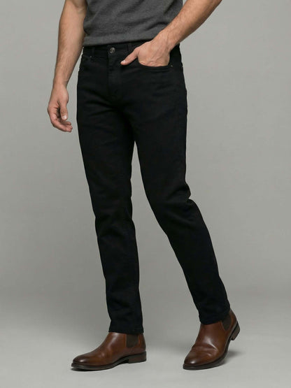 Celio* Men Black Solid Straight Fit Cotton Jeans