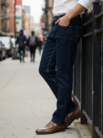 Celio* Men Blue Solid Straight Fit Cotton Jeans