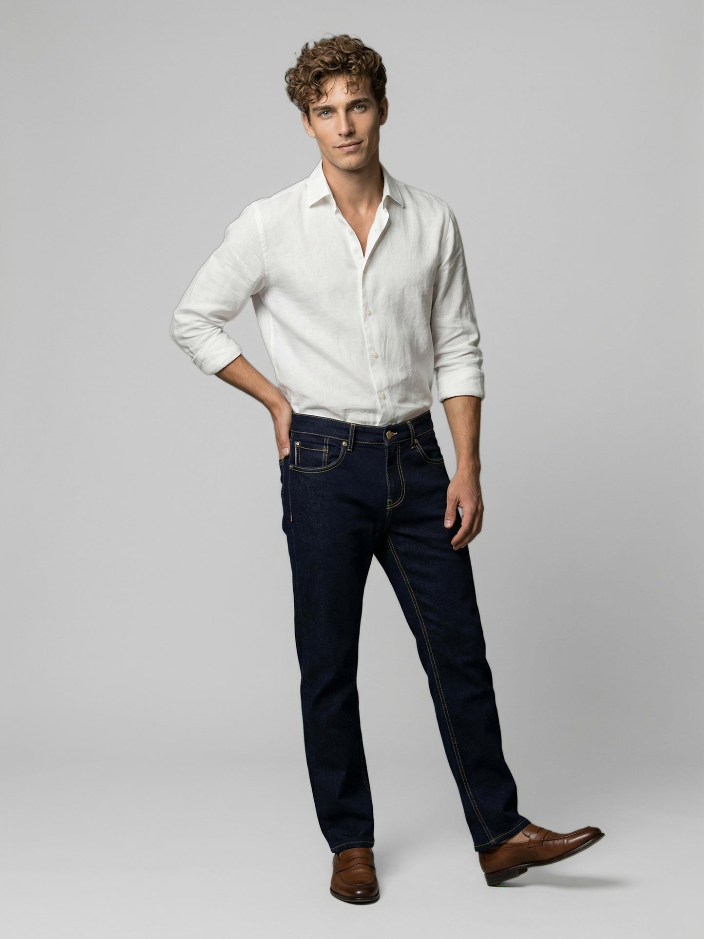 Celio* Men Blue Solid Straight Fit Cotton Jeans