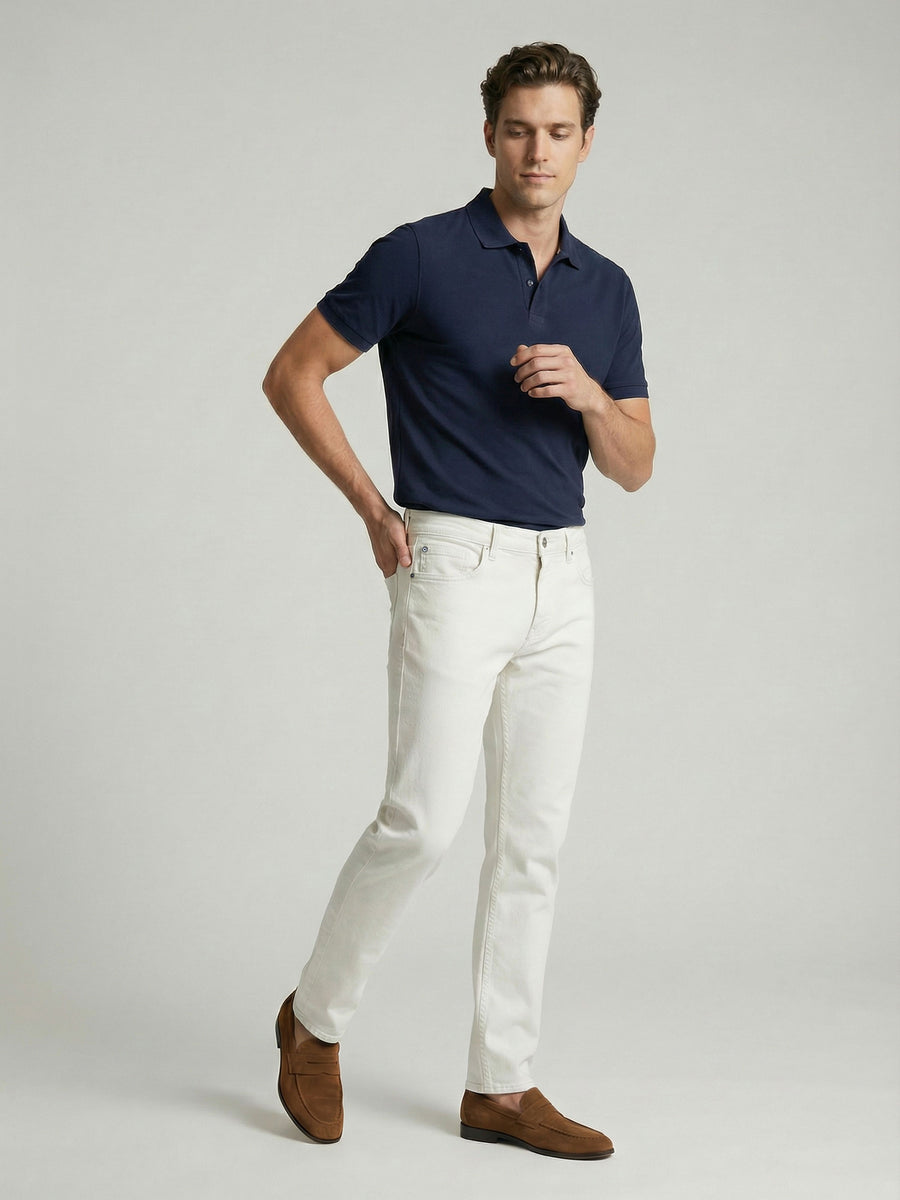 Celio* Men Off White Solid Slim Fit Cotton Jeans