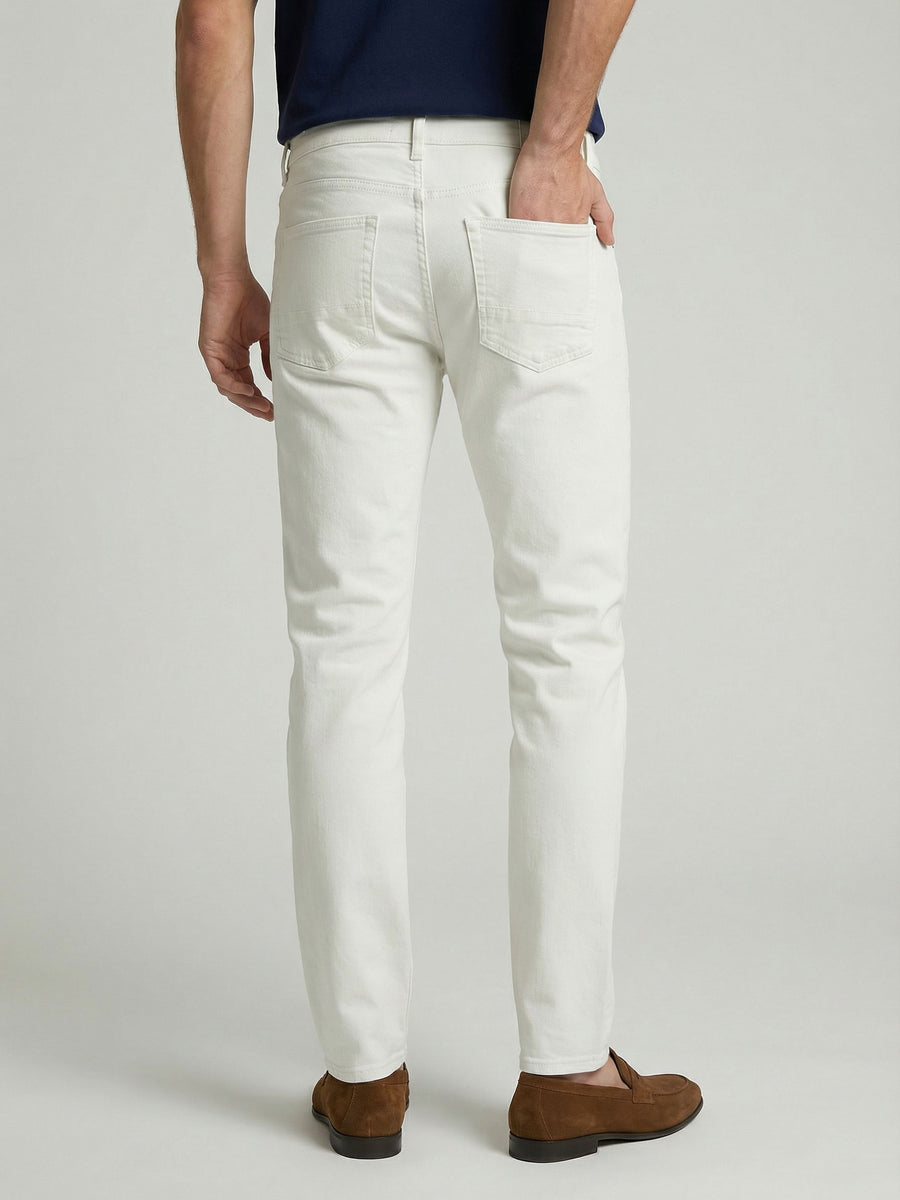 Celio* Men Off White Solid Slim Fit Cotton Jeans