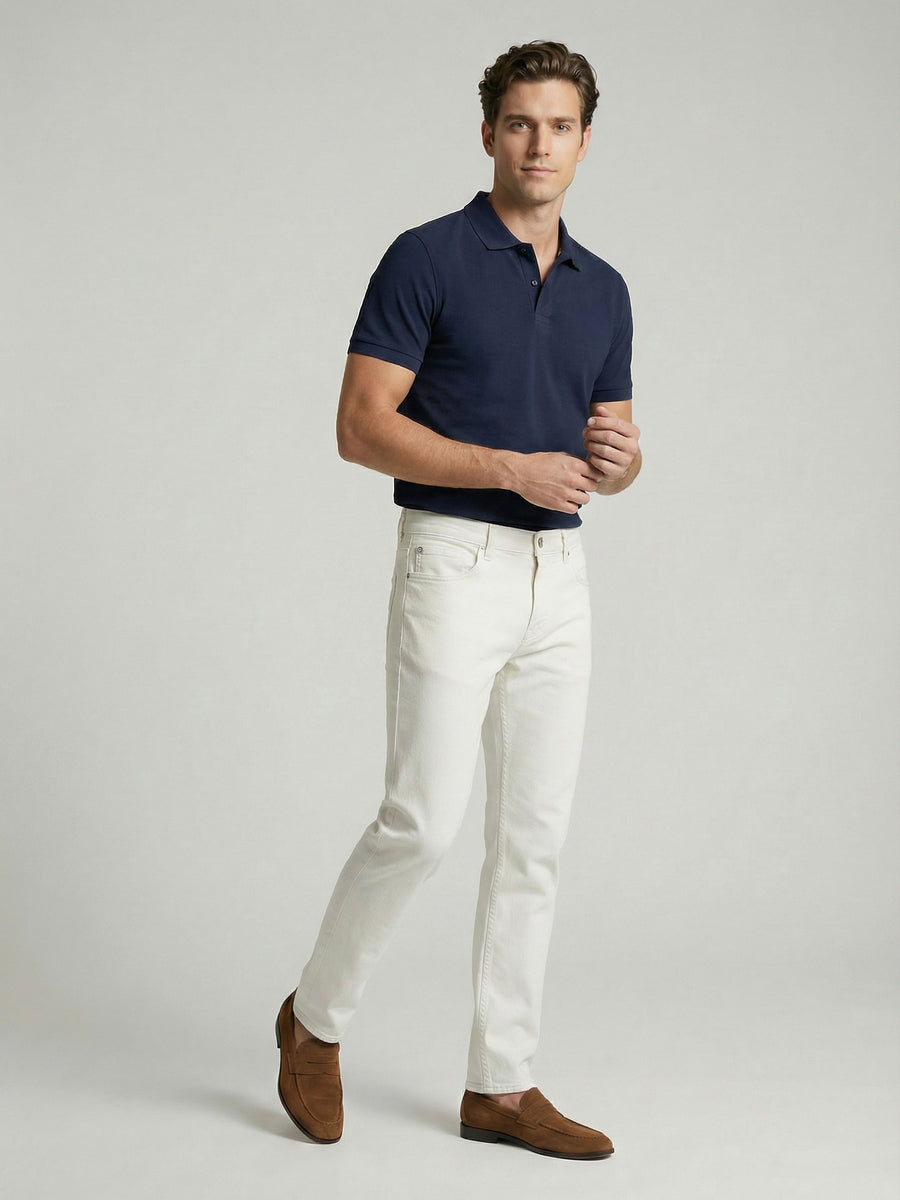 Celio* Men Off White Solid Slim Fit Cotton Jeans