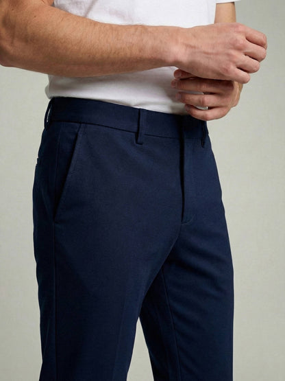Celio* Men Blue Solid Regular Fit Polyester Trousers