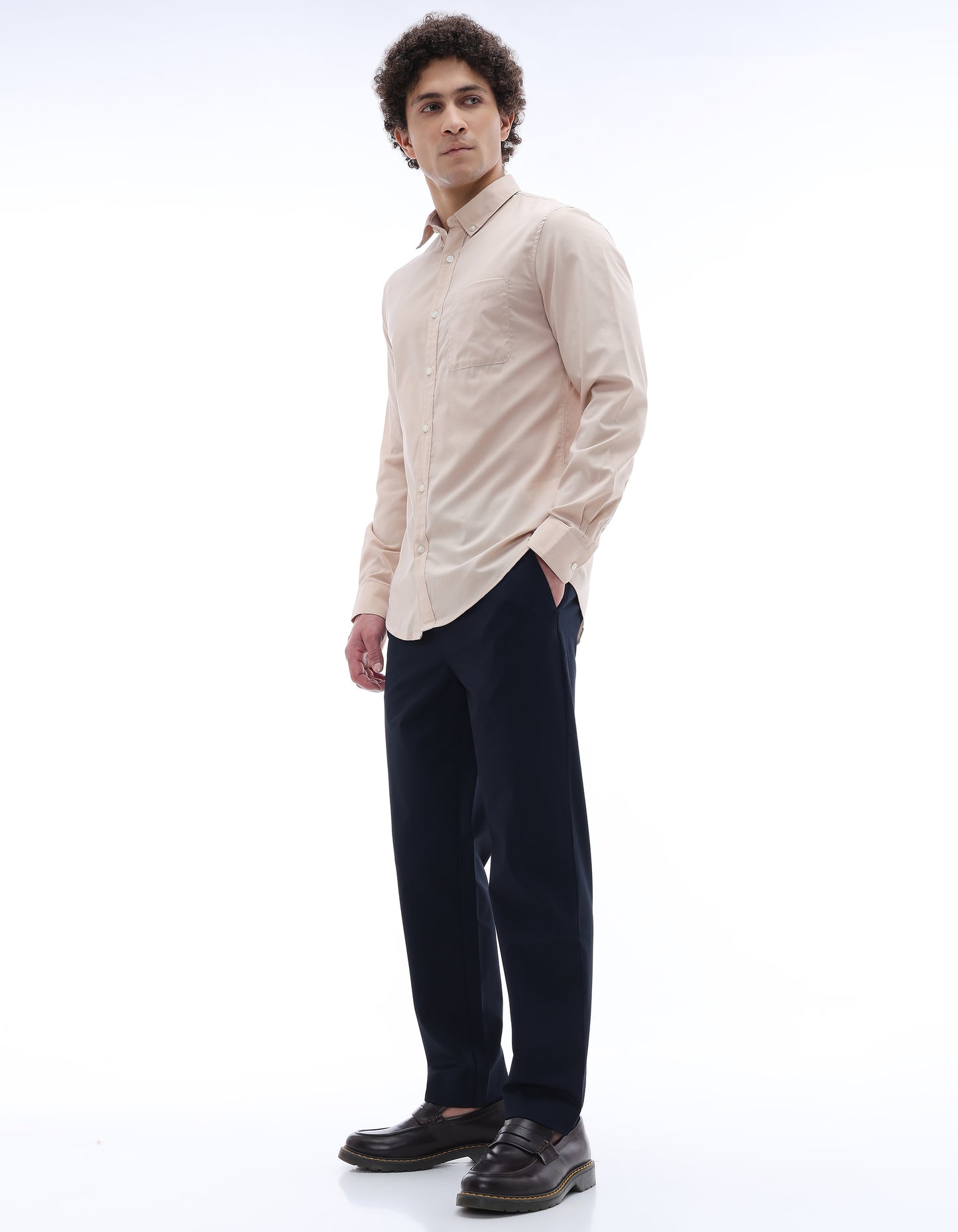 Celio* Men Blue Solid Regular Fit Polyester Trousers