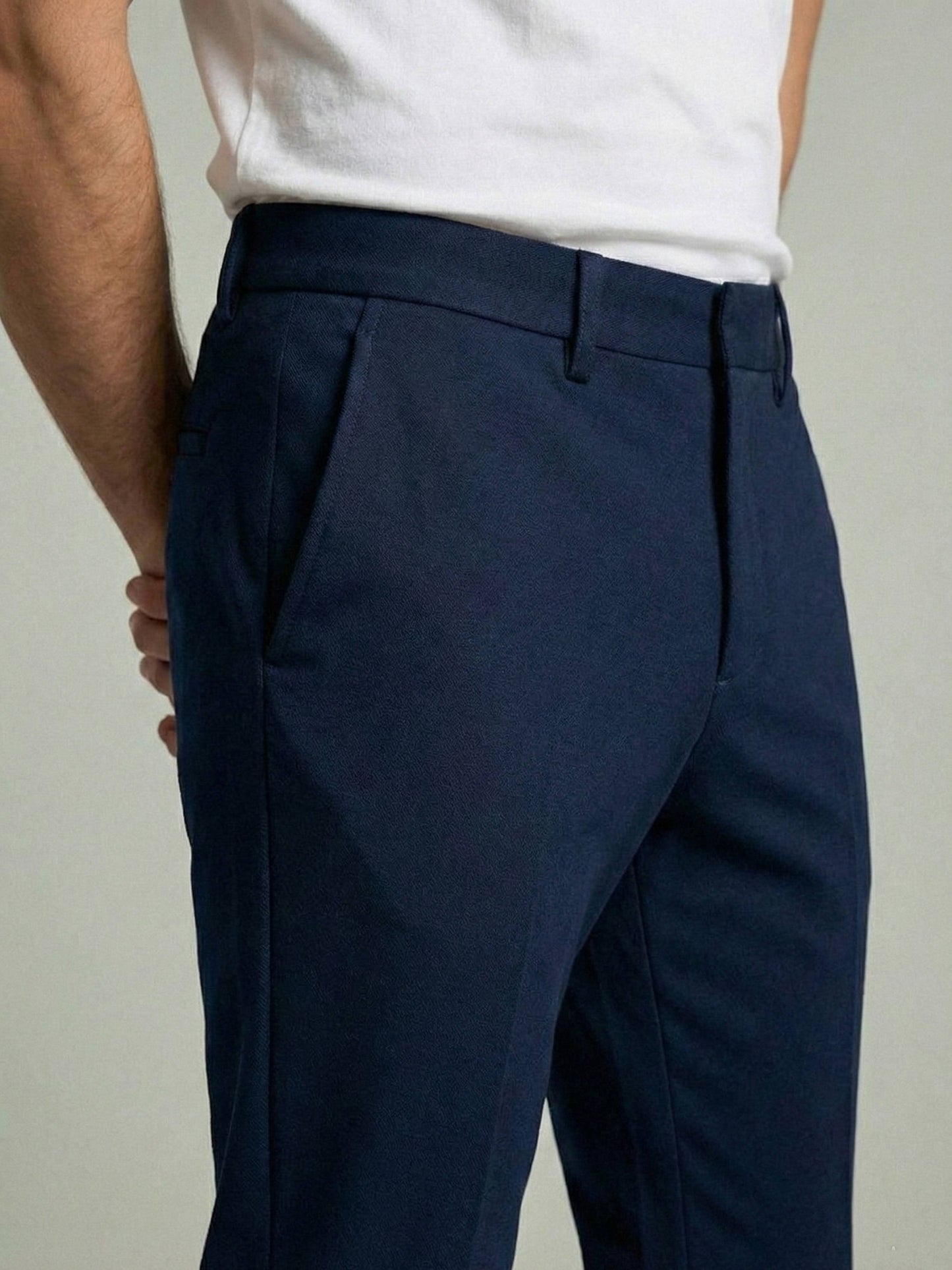 Celio* Men Blue Solid Regular Fit Polyester Trousers