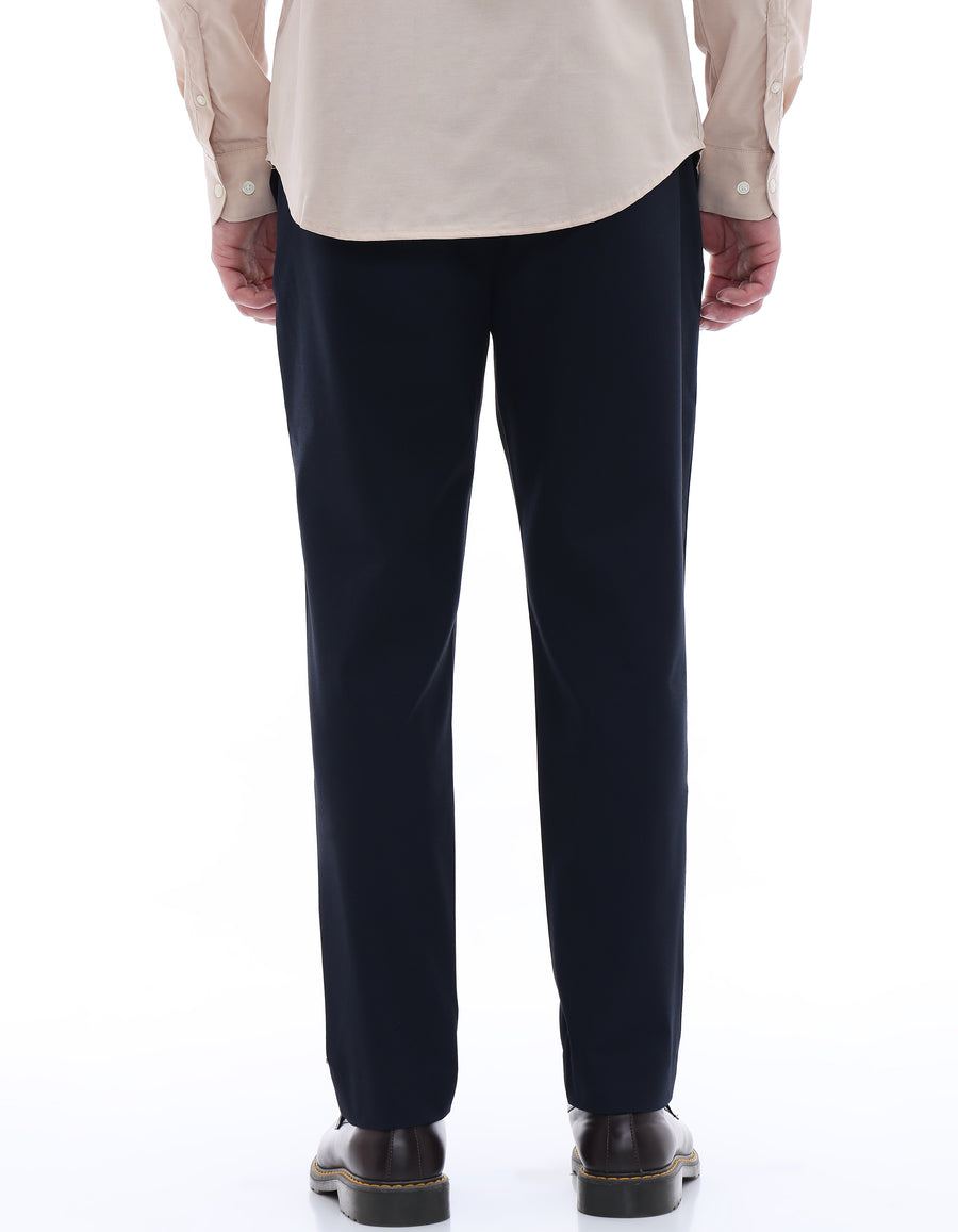 Celio* Men Blue Solid Regular Fit Polyester Trousers