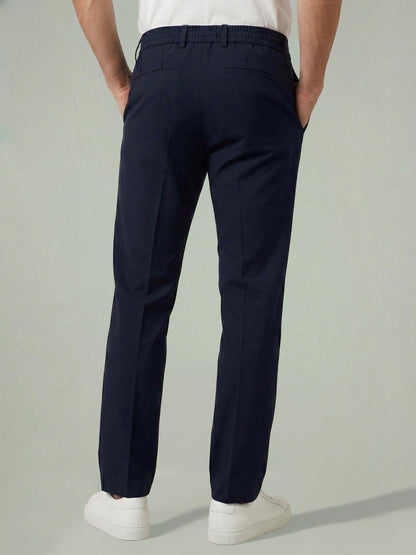 Celio* Men Blue Solid Regular Fit Polyester Trousers
