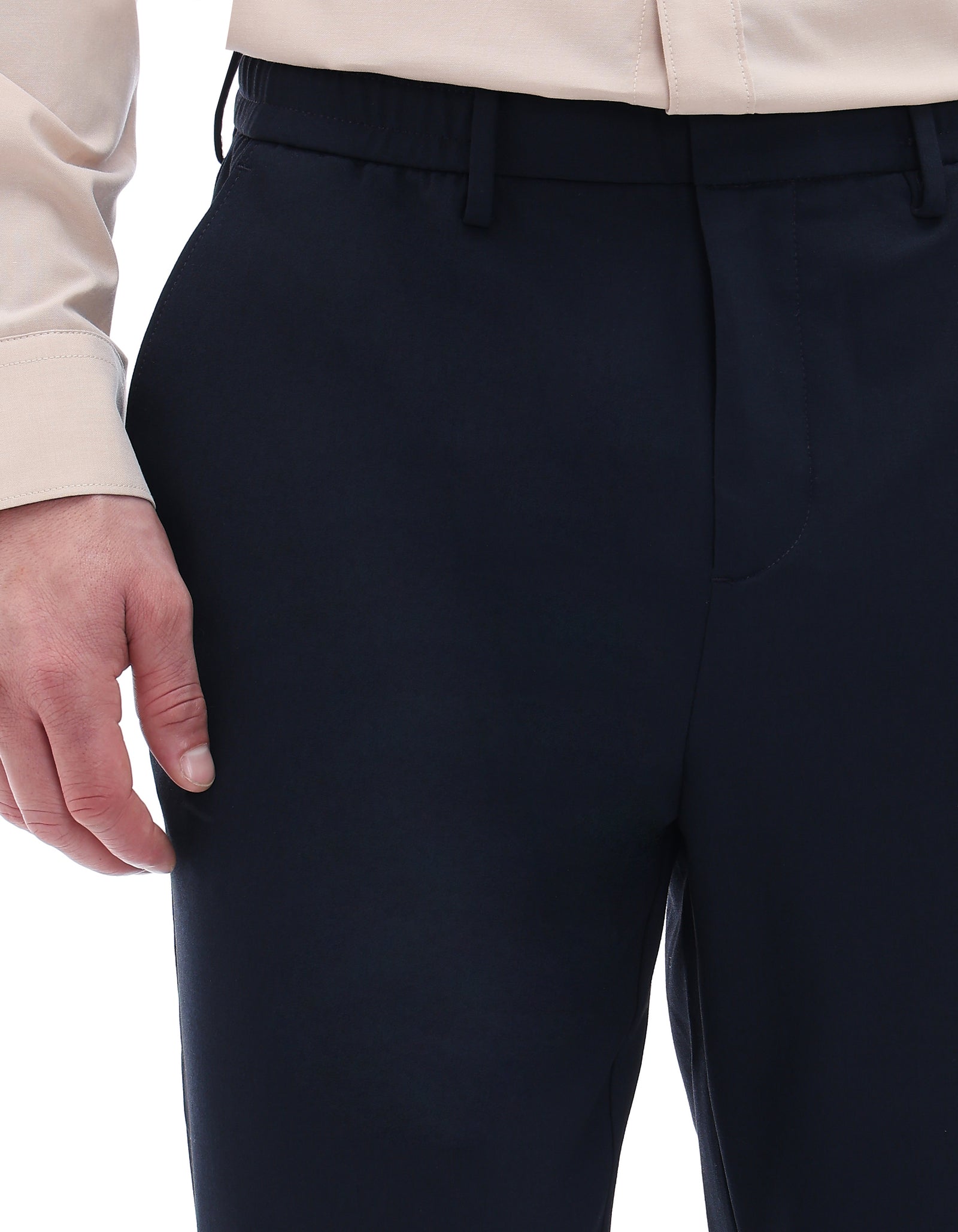 Celio* Men Blue Solid Regular Fit Polyester Trousers