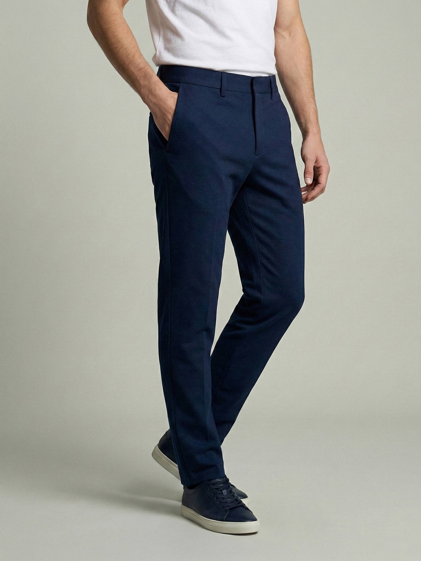 Celio* Men Blue Solid Regular Fit Polyester Trousers