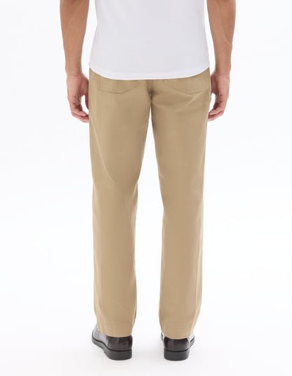 Celio Men Beige Solid Straight Fit Cotton Trousers