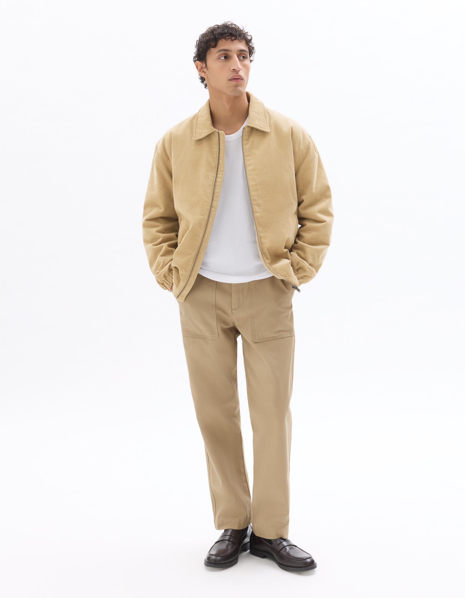 Celio Men Beige Solid Straight Fit Cotton Trousers