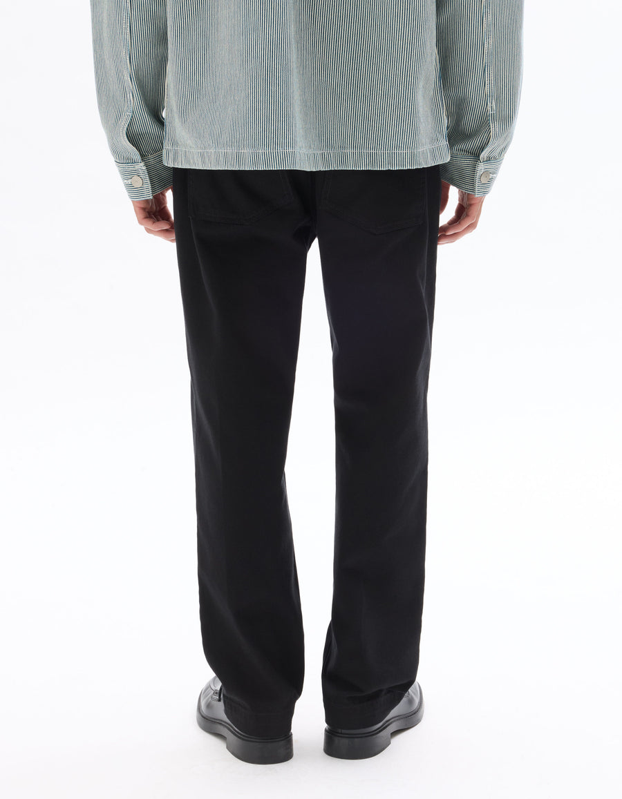 Celio Men Black Solid Straight Fit Cotton Trousers