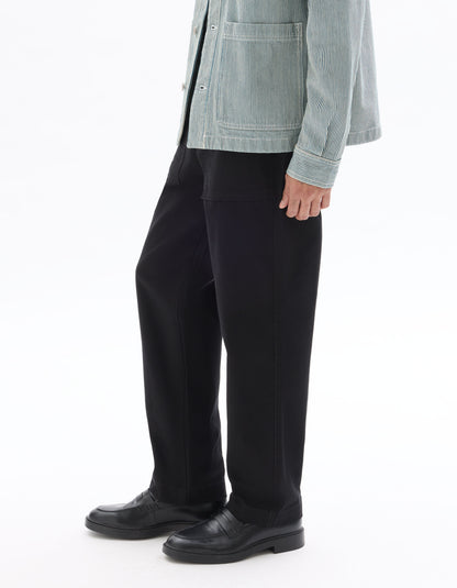 Celio Men Black Solid Straight Fit Cotton Trousers