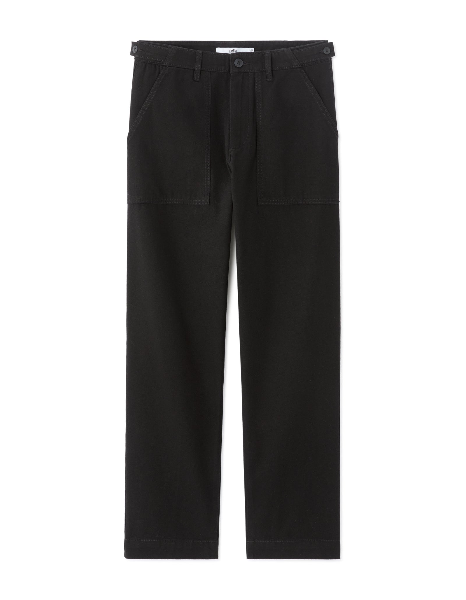 Celio Men Black Solid Straight Fit Cotton Trousers