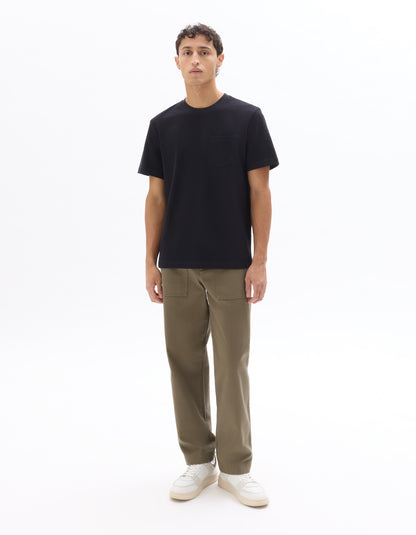 Celio Men Olive Solid Straight Fit Cotton Trousers