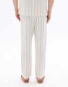 Celio Men Off White Striped Loose Fit Polyester Trousers